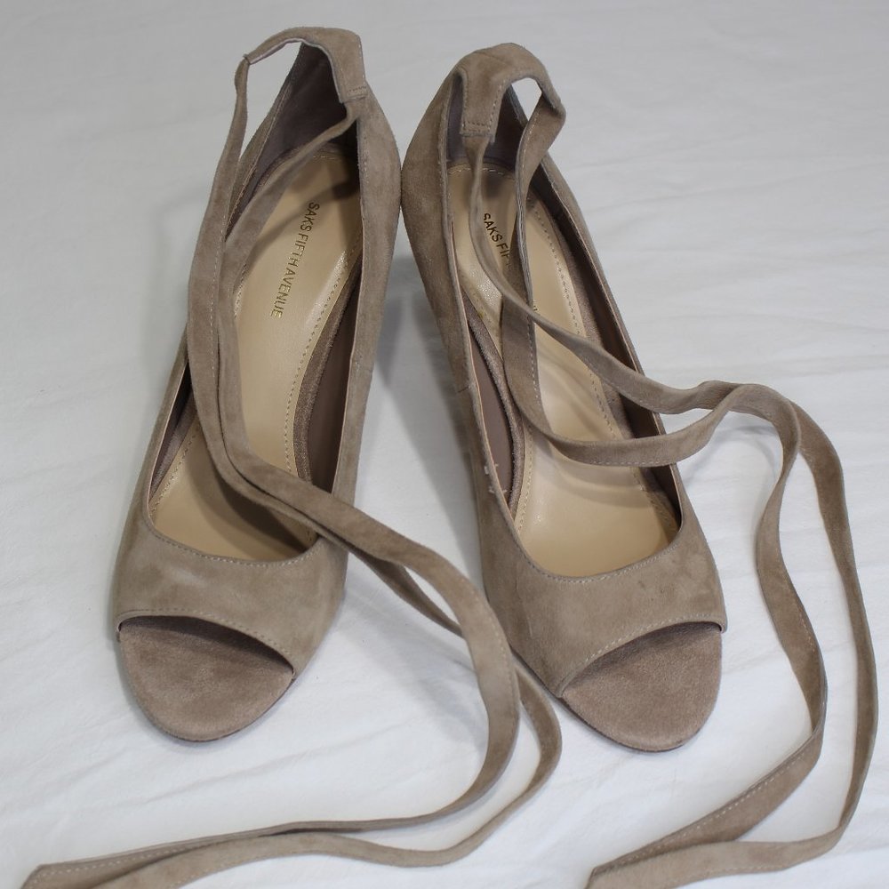 Saks Fifth Avenue Imported Clara Stucco Open-toe Stiletto size 7